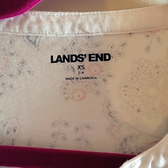 Lands' End Shirt Womens XS White Floral Short Sleeve Loose Fit Light - Picture 3 of 8